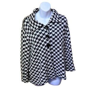 Cleo Medium Black & White Houndstooth Three-Button Cardigan | GUC 🖤🤍